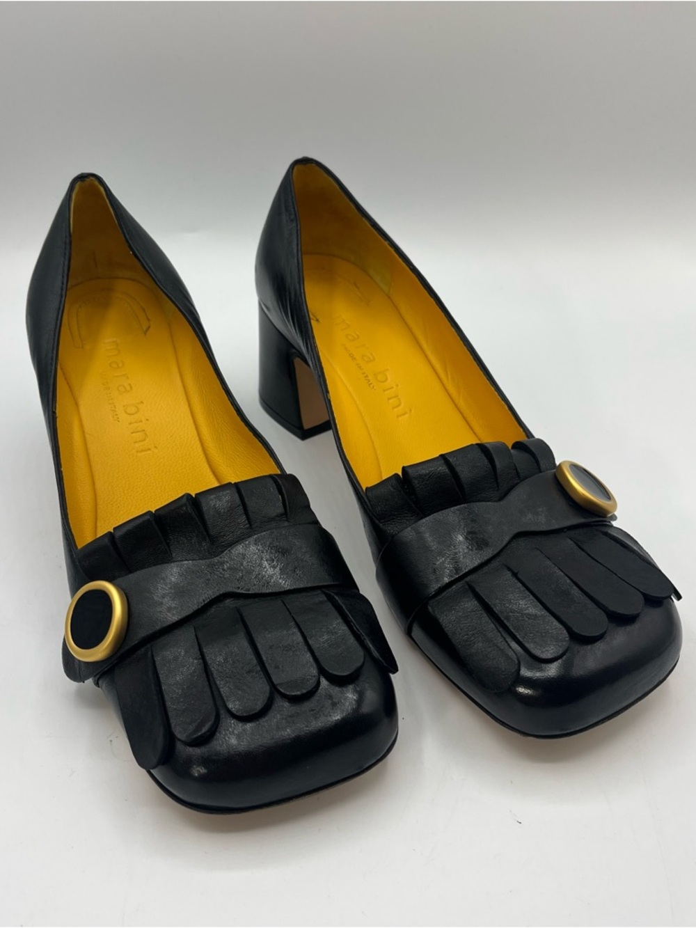 Vero Cuoio Mara Bini Black Leather Heel Loafer